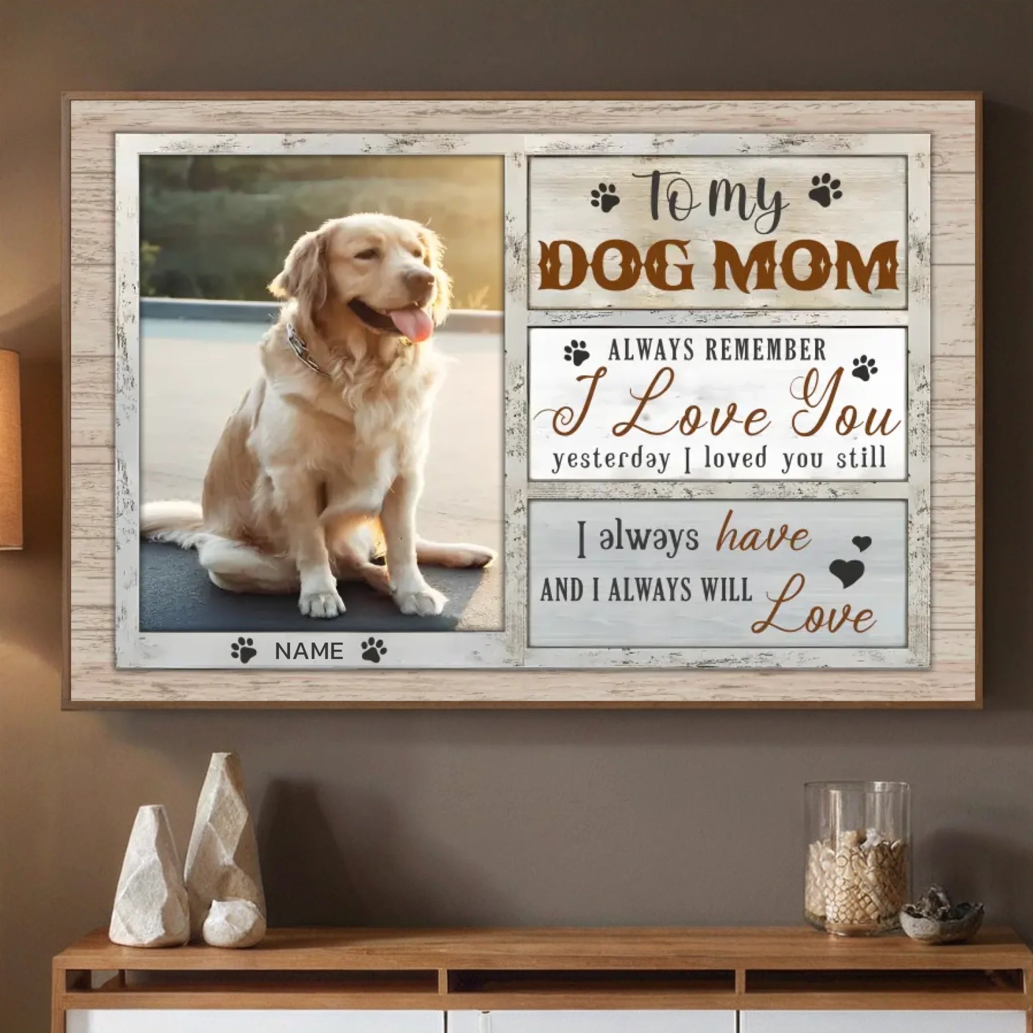 89Prints-Personalized Dog Mom Poster – Because a Dog Mom’s Love Never Fades