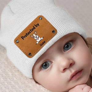 “Protected by My Dog” Beanie – Custom Name Leather Patch - 89Prints