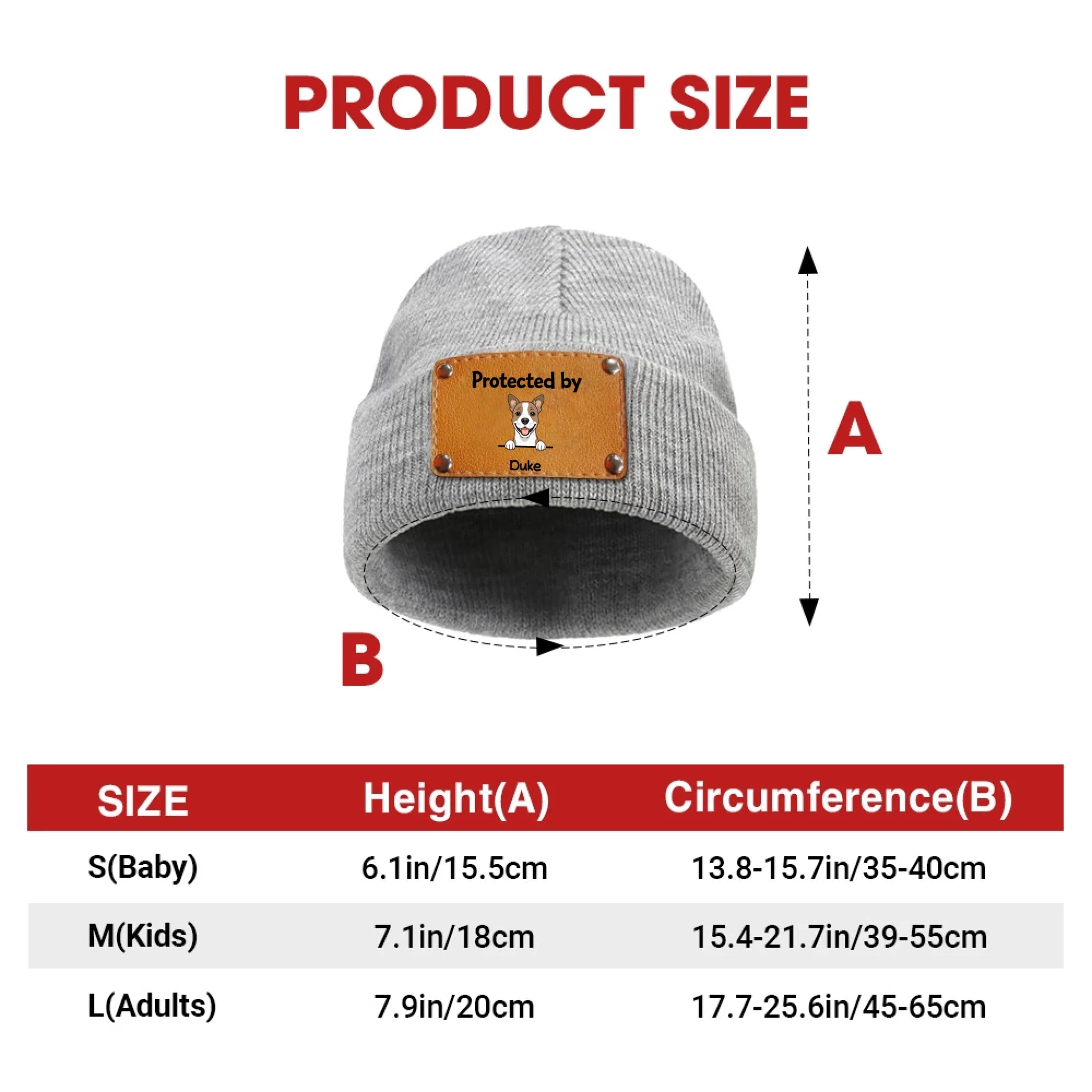 “Protected by My Dog” Beanie – Custom Name Leather Patch - 89Prints