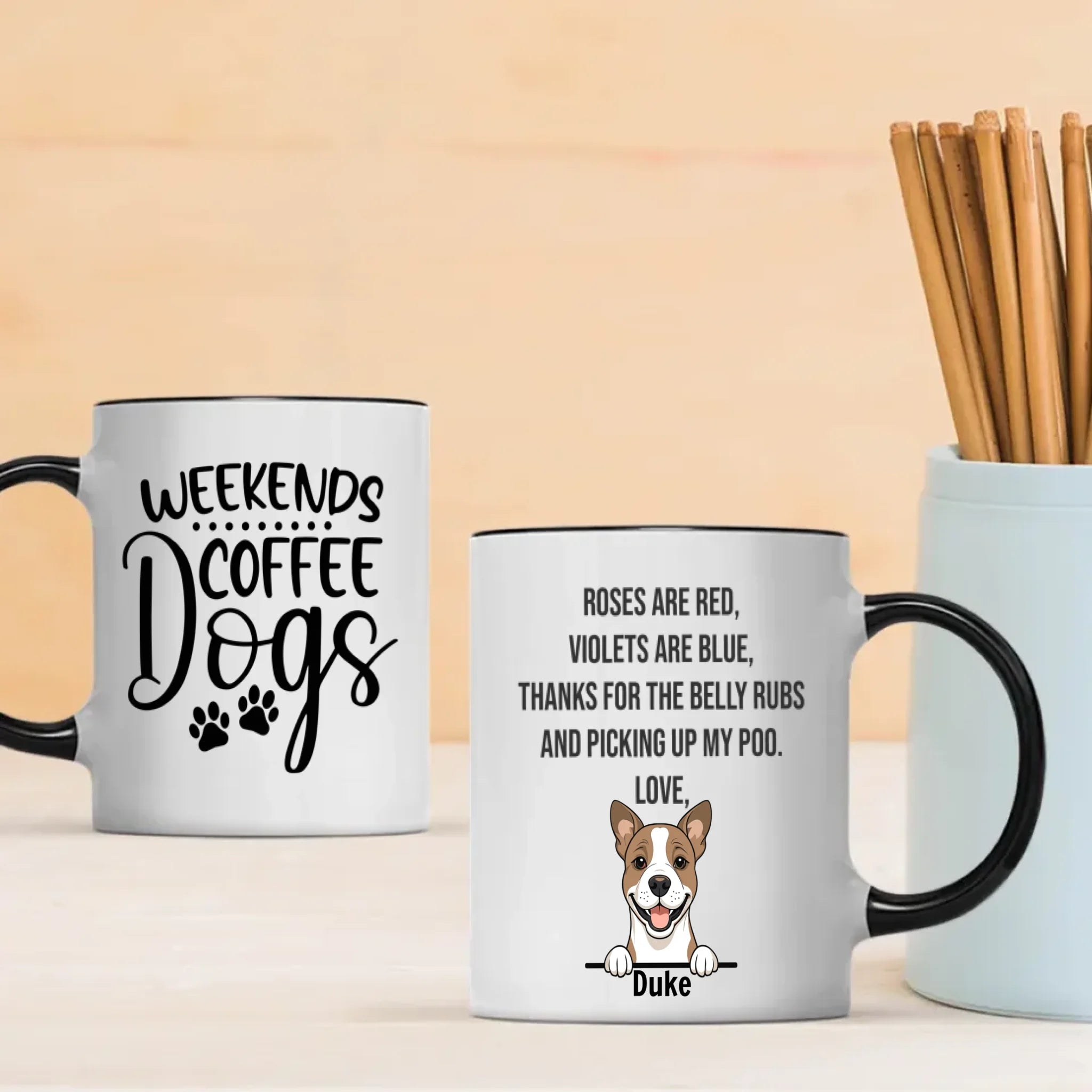Weekends Coffee Dogs Personalized Mug – Custom Dog Gift – 89Prints