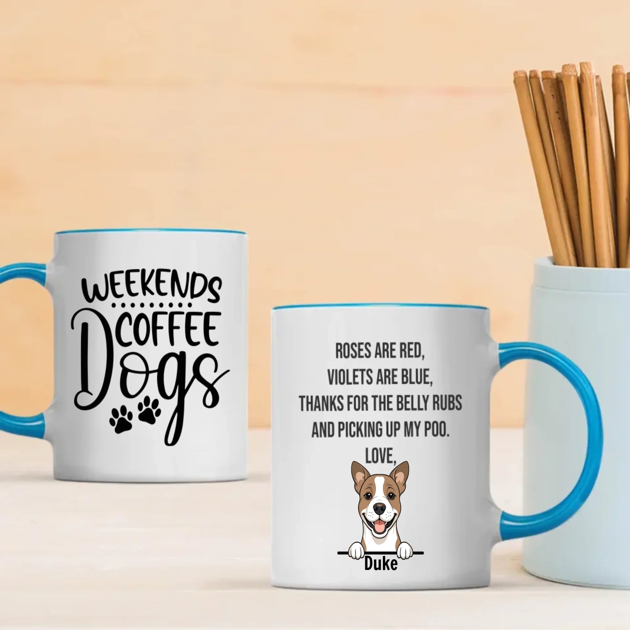 Weekends Coffee Dogs Personalized Mug – Custom Dog Gift – 89Prints