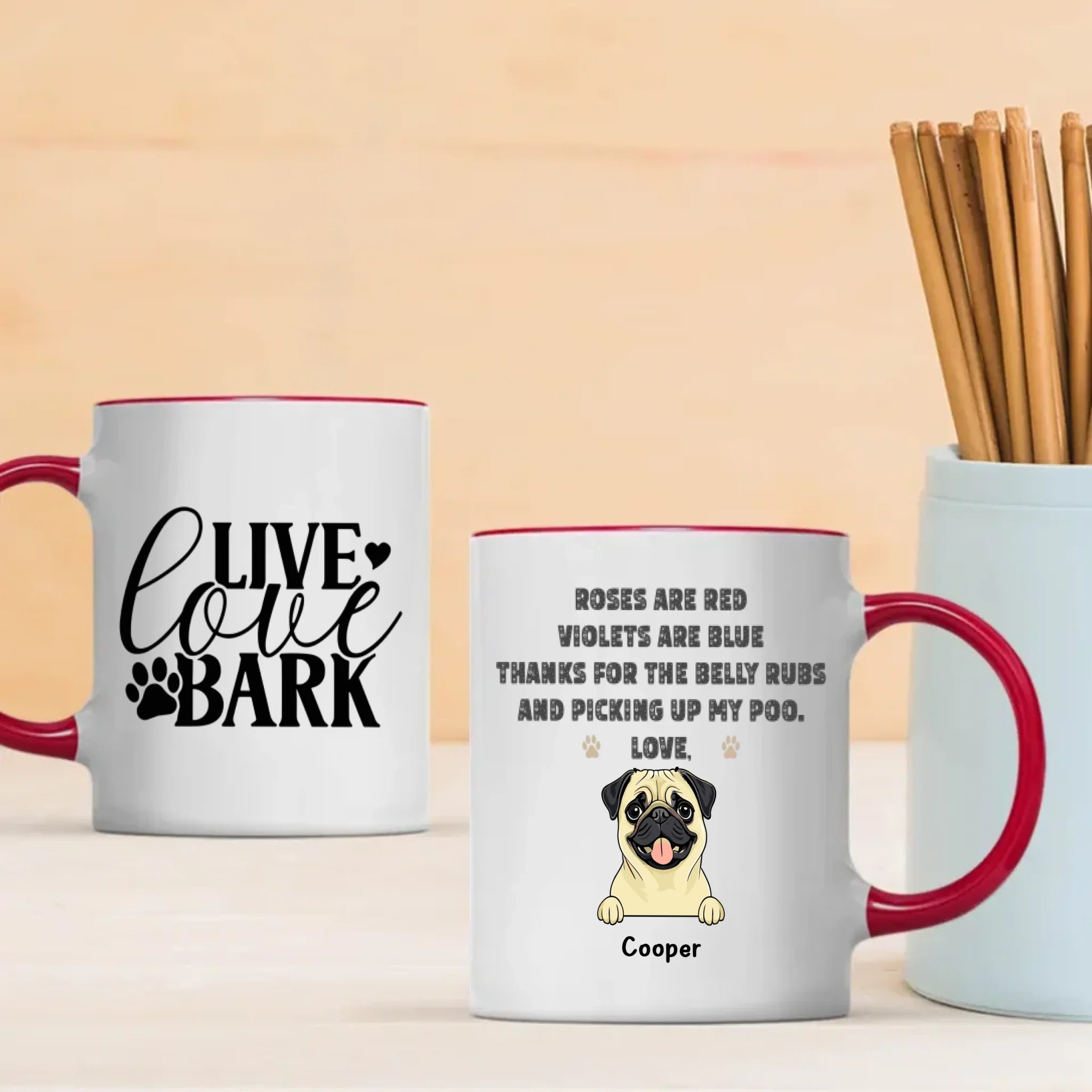 Live Love Bark Personalized Mug – Warm Custom Dog Lover Gift – 89Prints