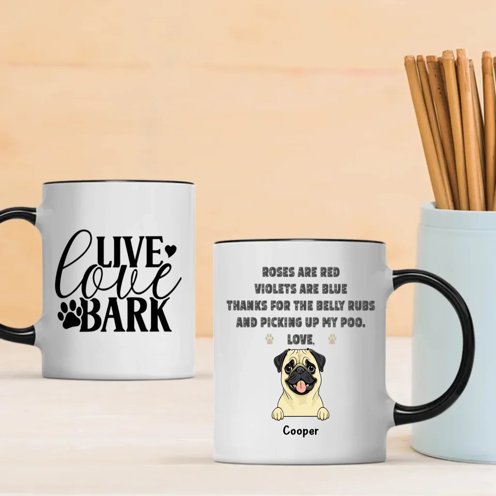 Live Love Bark Personalized Mug – Warm Custom Dog Lover Gift – 89Prints