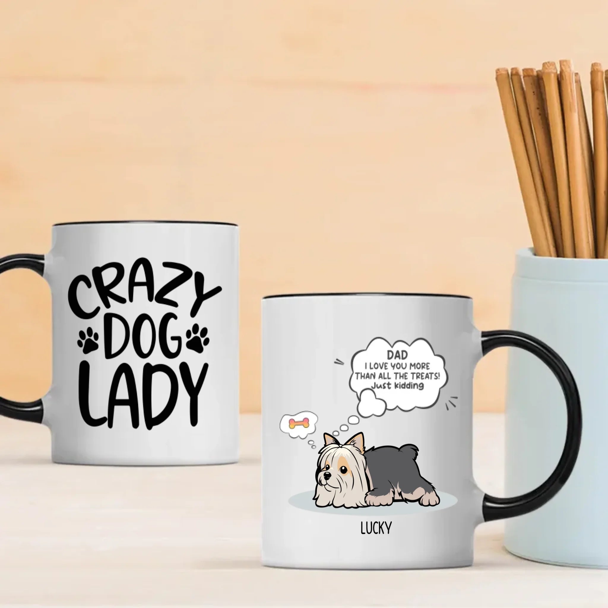 Crazy Dog Lazy Personalized Mug – Warm Custom Coffee Cup – 89Prints