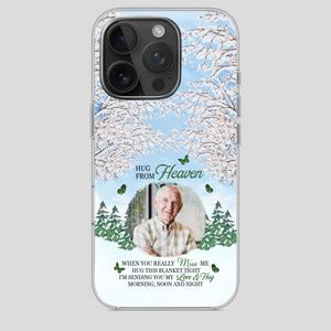 Heavenly Hug Grandpa Phone Case – Personalized Memorial Gift with Green Butterflies - 89Prints