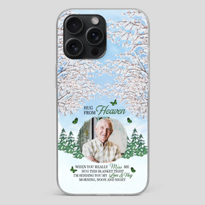 Heavenly Hug Grandpa Phone Case – Personalized Memorial Gift with Green Butterflies - 89Prints