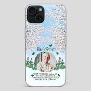 Heavenly Hug Grandpa Phone Case – Personalized Memorial Gift with Green Butterflies - 89Prints