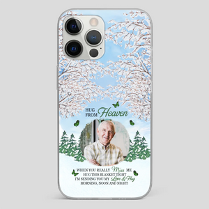 Heavenly Hug Grandpa Phone Case – Personalized Memorial Gift with Green Butterflies - 89Prints