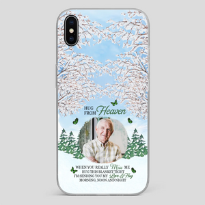 Heavenly Hug Grandpa Phone Case – Personalized Memorial Gift with Green Butterflies - 89Prints