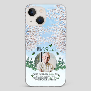 Heavenly Hug Grandpa Phone Case – Personalized Memorial Gift with Green Butterflies - 89Prints