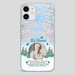Heavenly Hug Grandpa Phone Case – Personalized Memorial Gift with Green Butterflies - 89Prints