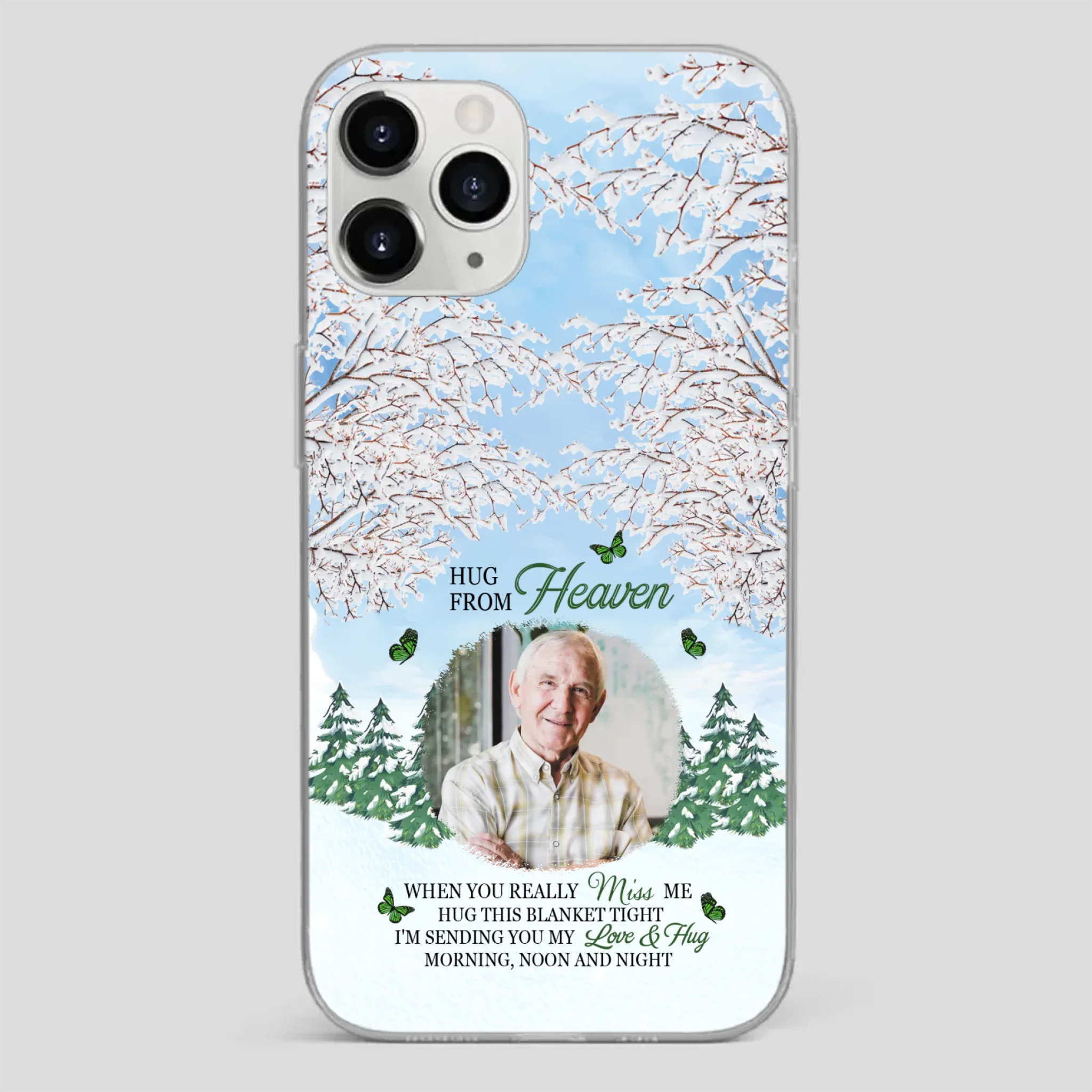 Heavenly Hug Grandpa Phone Case – Personalized Memorial Gift with Green Butterflies - 89Prints