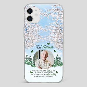 Heavenly Hug Grandpa Phone Case – Personalized Memorial Gift with Green Butterflies - 89Prints