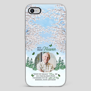 Heavenly Hug Grandpa Phone Case – Personalized Memorial Gift with Green Butterflies - 89Prints