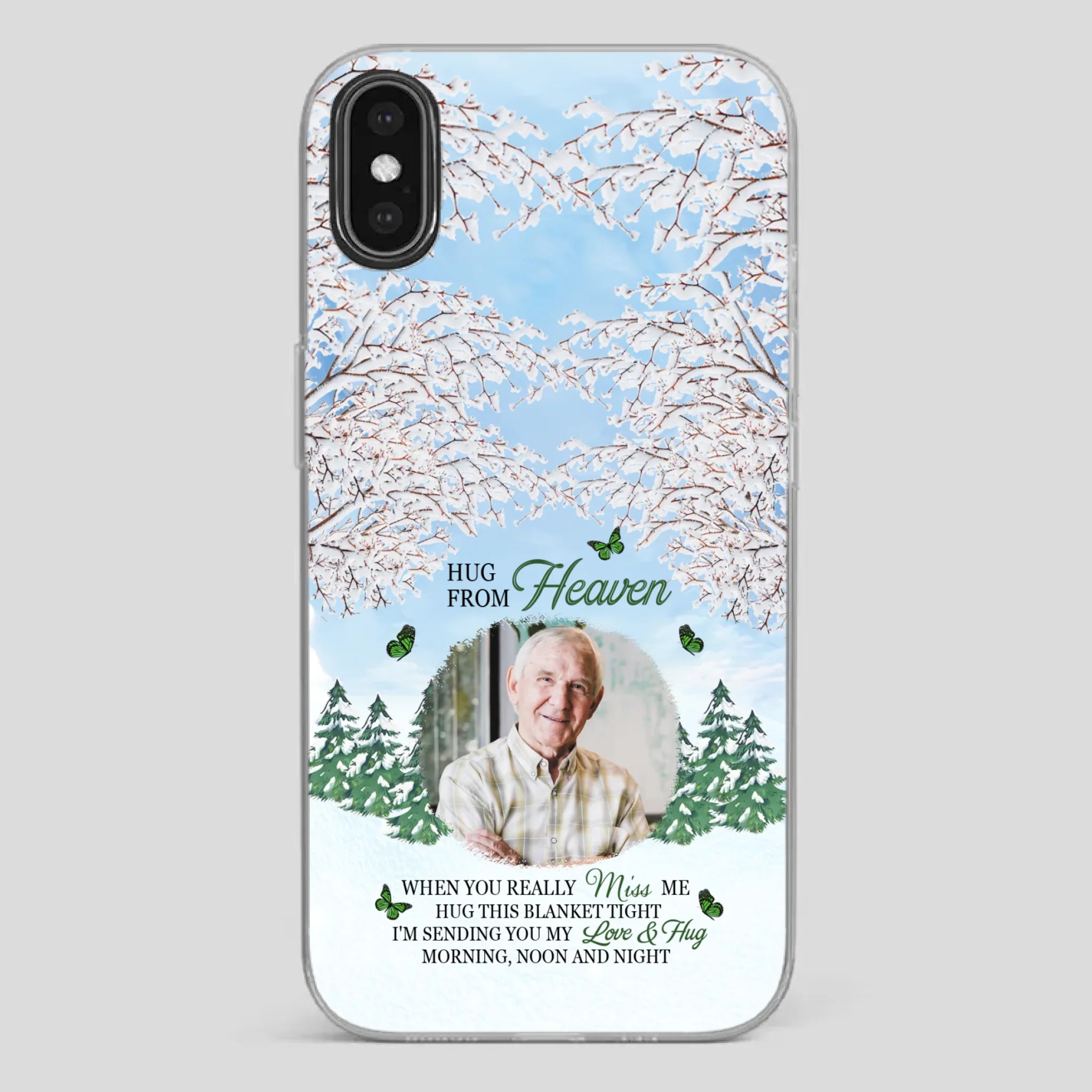 Heavenly Hug Grandpa Phone Case – Personalized Memorial Gift with Green Butterflies - 89Prints
