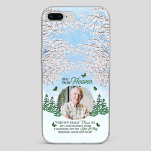 Heavenly Hug Grandpa Phone Case – Personalized Memorial Gift with Green Butterflies - 89Prints
