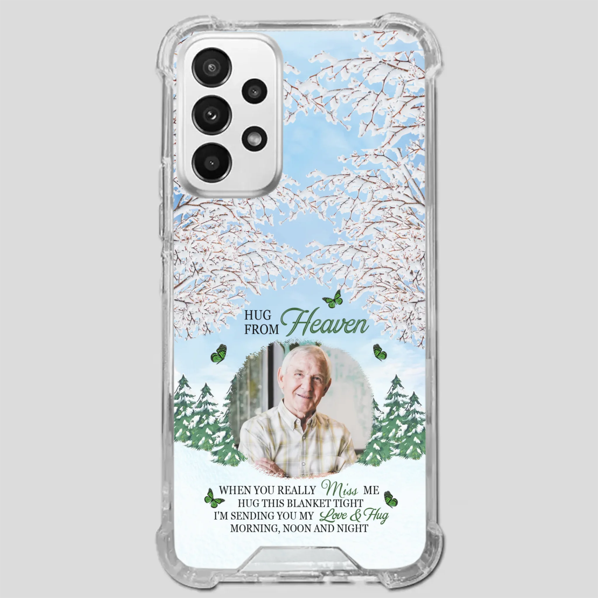 Heavenly Hug Grandpa Phone Case – Personalized Memorial Gift with Green Butterflies - 89Prints