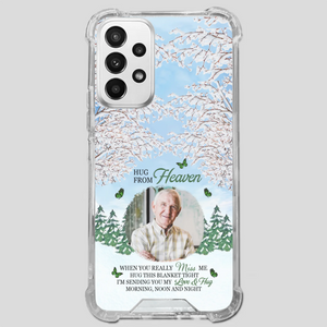 Heavenly Hug Grandpa Phone Case – Personalized Memorial Gift with Green Butterflies - 89Prints