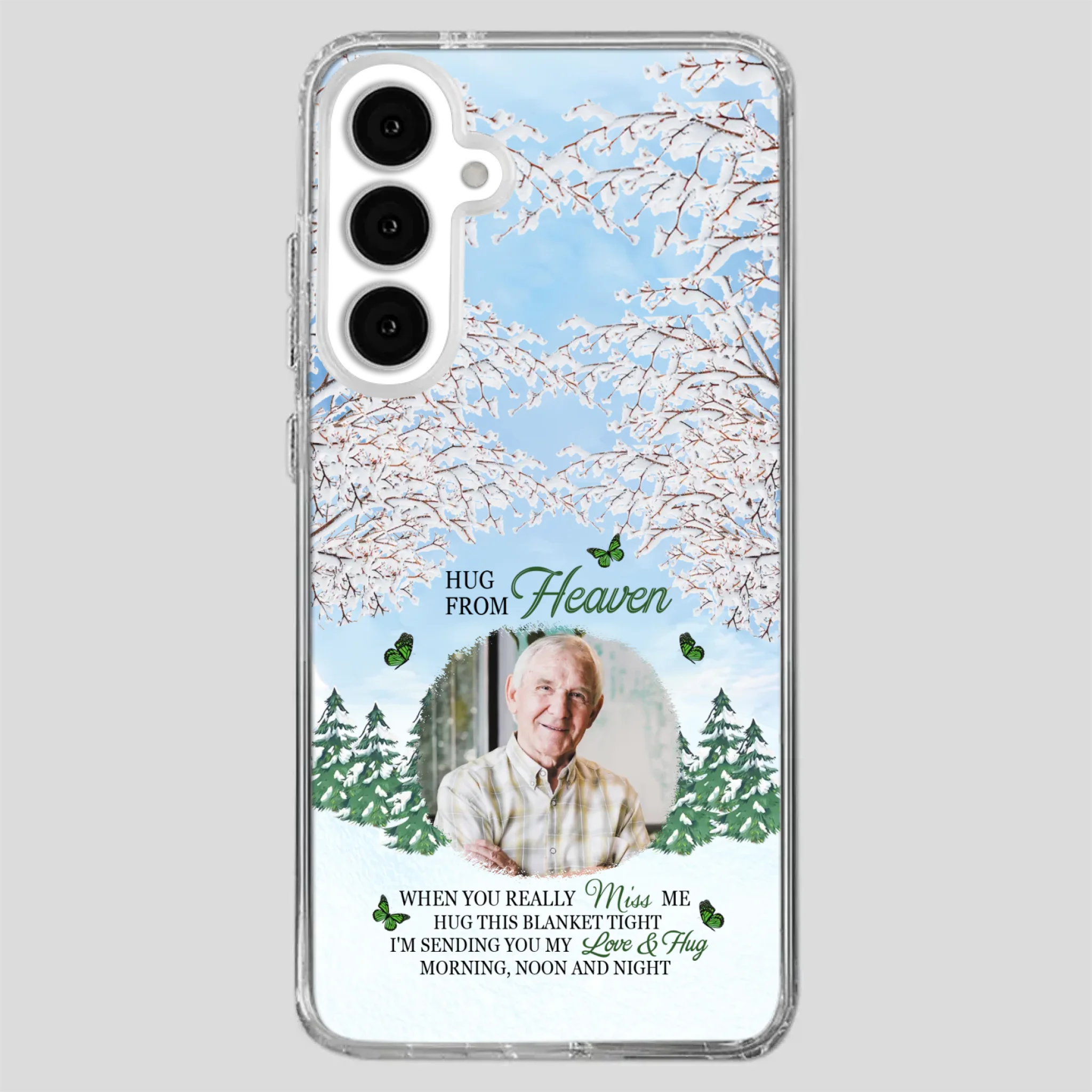 Heavenly Hug Grandpa Phone Case – Personalized Memorial Gift with Green Butterflies - 89Prints