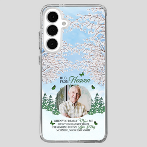 Heavenly Hug Grandpa Phone Case – Personalized Memorial Gift with Green Butterflies - 89Prints
