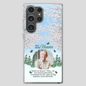 Heavenly Hug Grandpa Phone Case – Personalized Memorial Gift with Green Butterflies - 89Prints