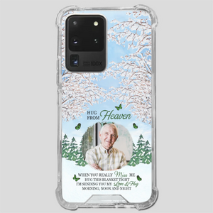 Heavenly Hug Grandpa Phone Case – Personalized Memorial Gift with Green Butterflies - 89Prints