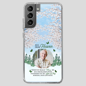 Heavenly Hug Grandpa Phone Case – Personalized Memorial Gift with Green Butterflies - 89Prints