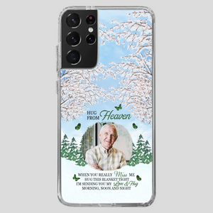 Heavenly Hug Grandpa Phone Case – Personalized Memorial Gift with Green Butterflies - 89Prints