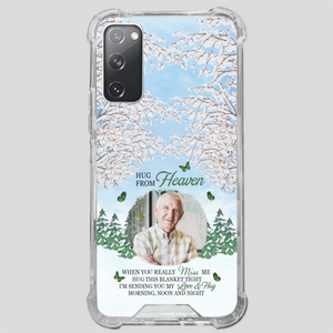 Heavenly Hug Grandpa Phone Case – Personalized Memorial Gift with Green Butterflies - 89Prints