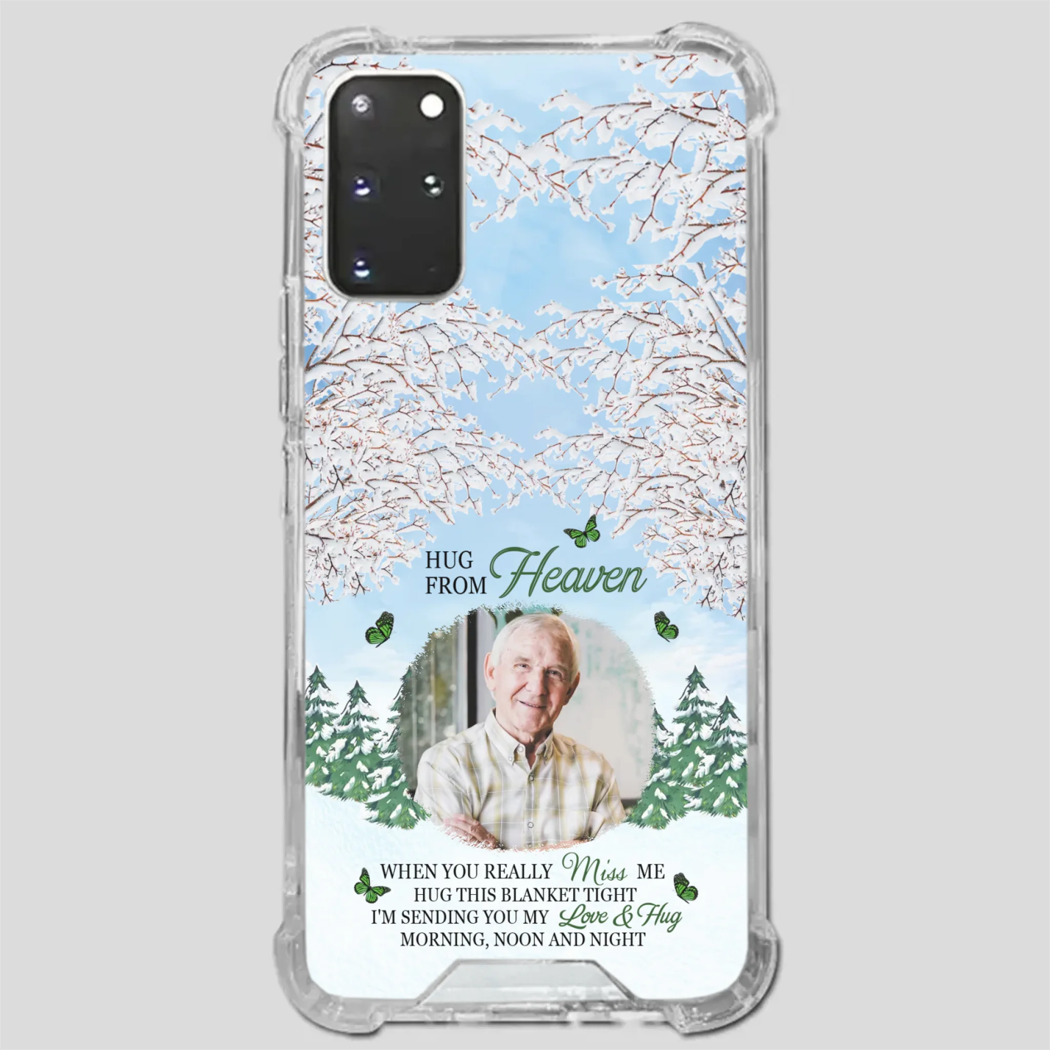 Heavenly Hug Grandpa Phone Case – Personalized Memorial Gift with Green Butterflies - 89Prints