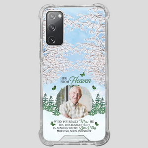 Heavenly Hug Grandpa Phone Case – Personalized Memorial Gift with Green Butterflies - 89Prints