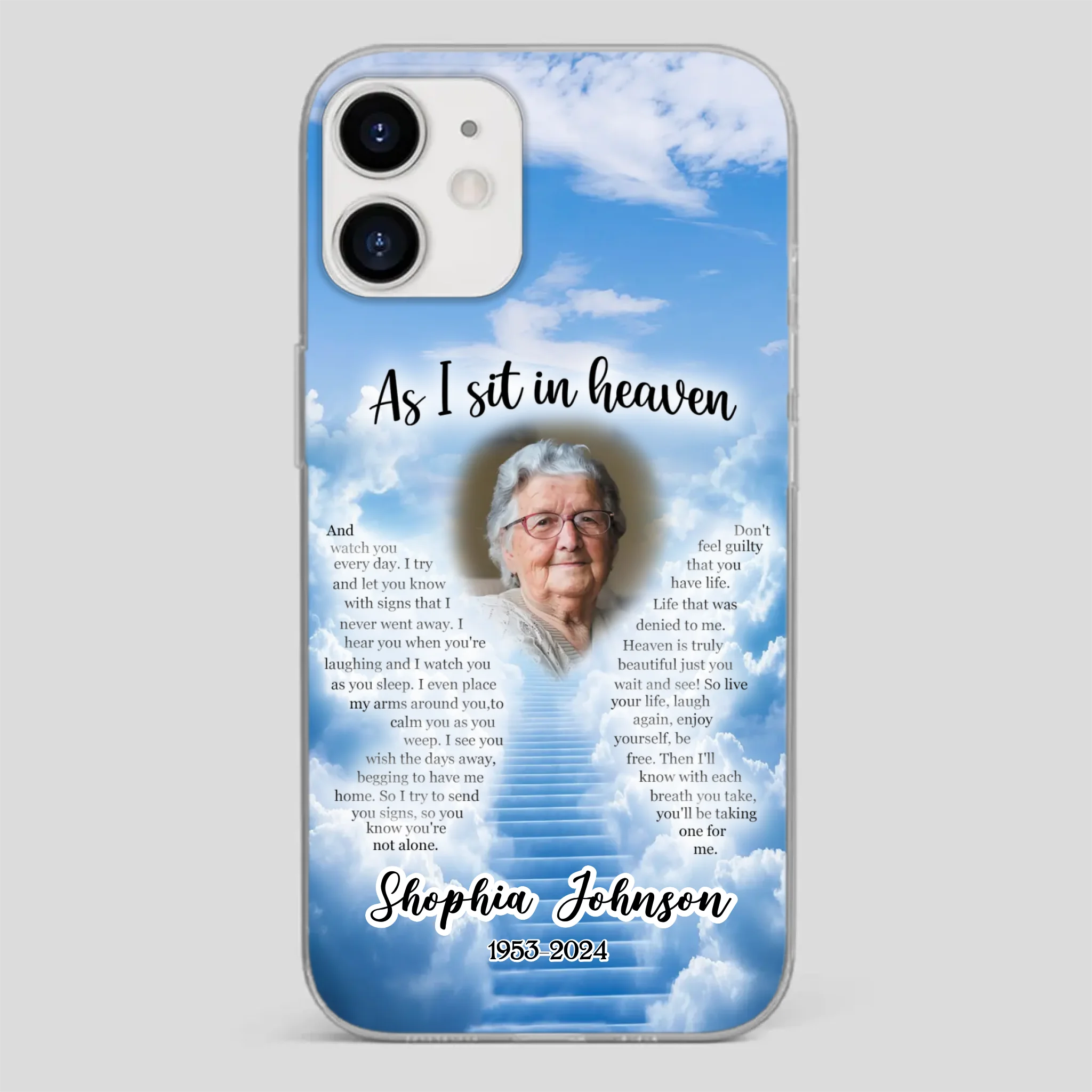 Personalized Grandpa “As I Sit In Heaven” Phone Case – A Hug From Above - 89Prints