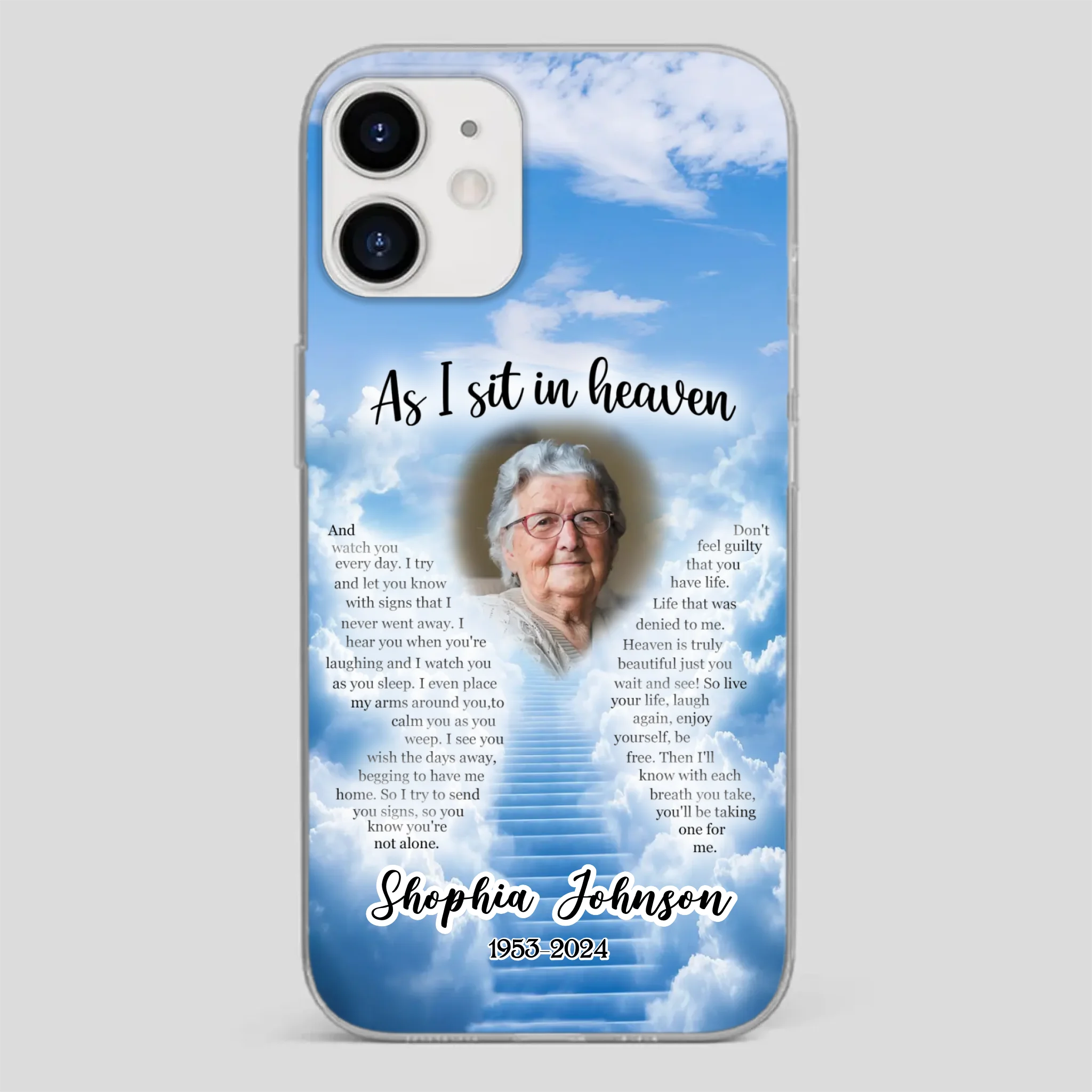 Personalized Grandpa “As I Sit In Heaven” Phone Case – A Hug From Above - 89Prints