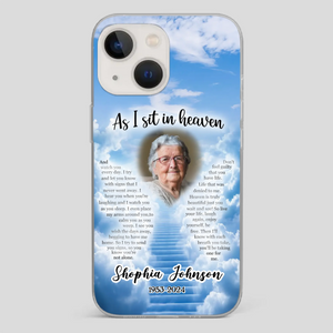 Personalized Grandpa “As I Sit In Heaven” Phone Case – A Hug From Above - 89Prints