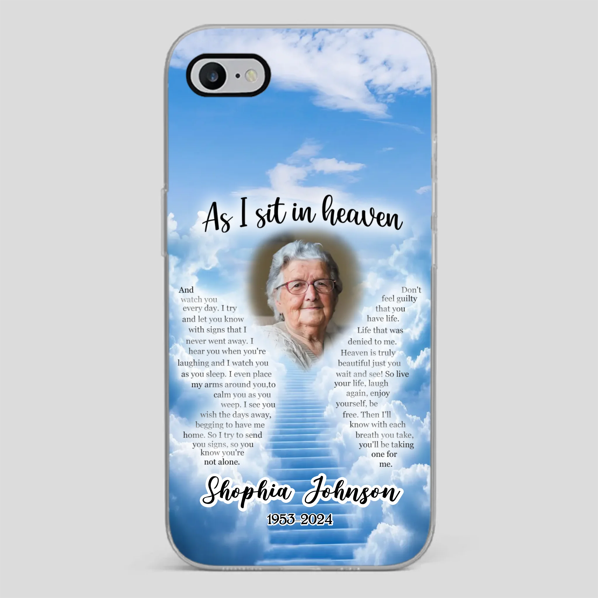 Personalized Grandpa “As I Sit In Heaven” Phone Case – A Hug From Above - 89Prints