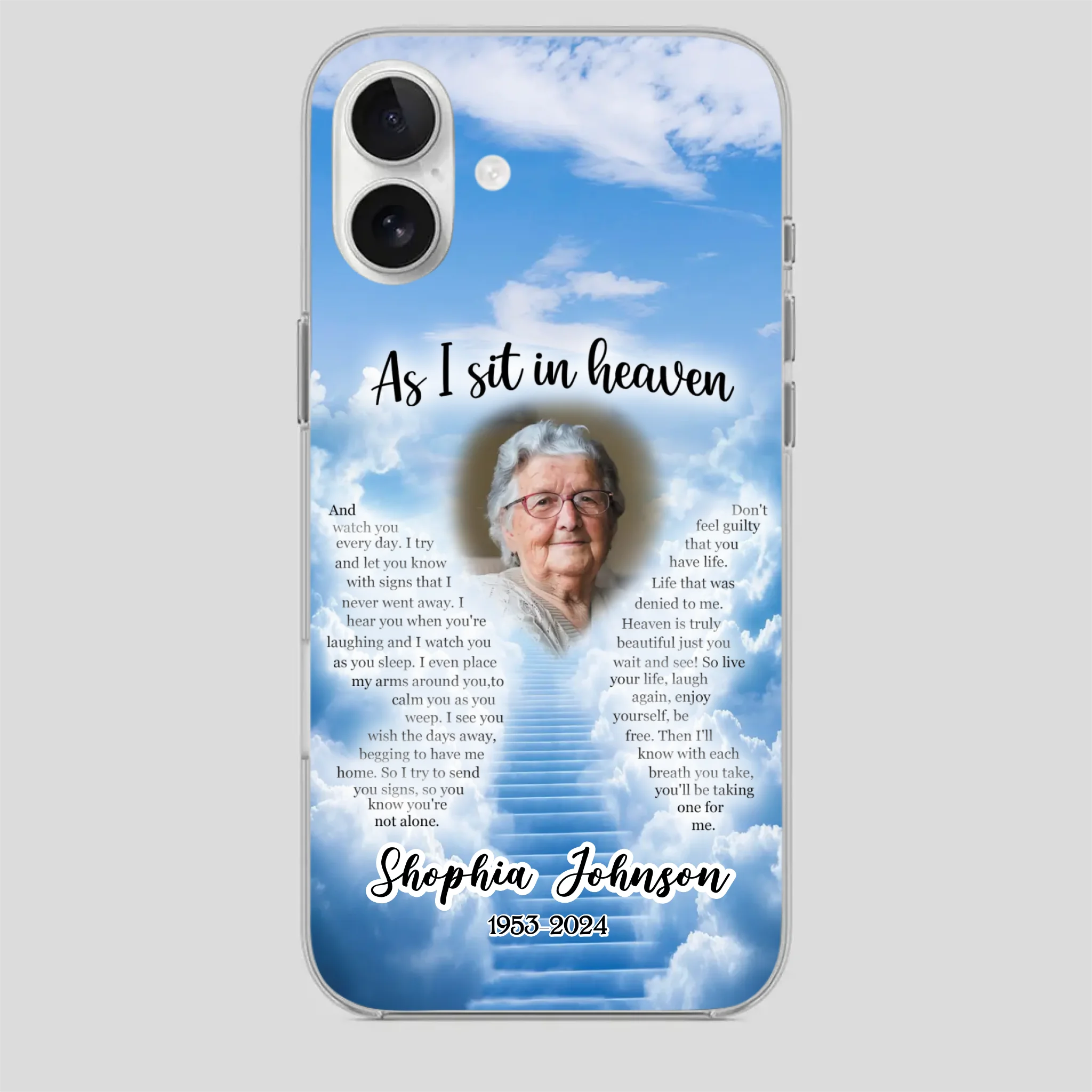 Personalized Grandpa “As I Sit In Heaven” Phone Case – A Hug From Above - 89Prints