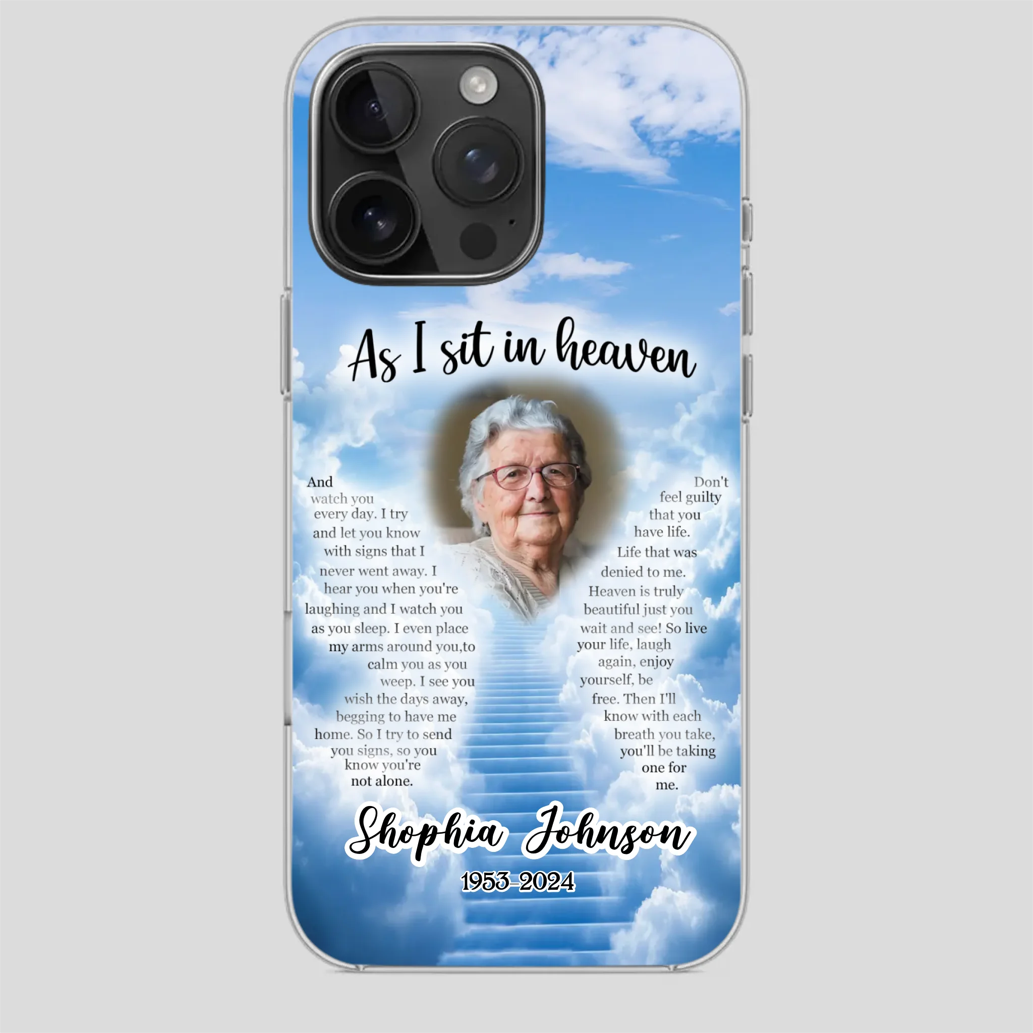 Personalized Grandpa “As I Sit In Heaven” Phone Case – A Hug From Above - 89Prints
