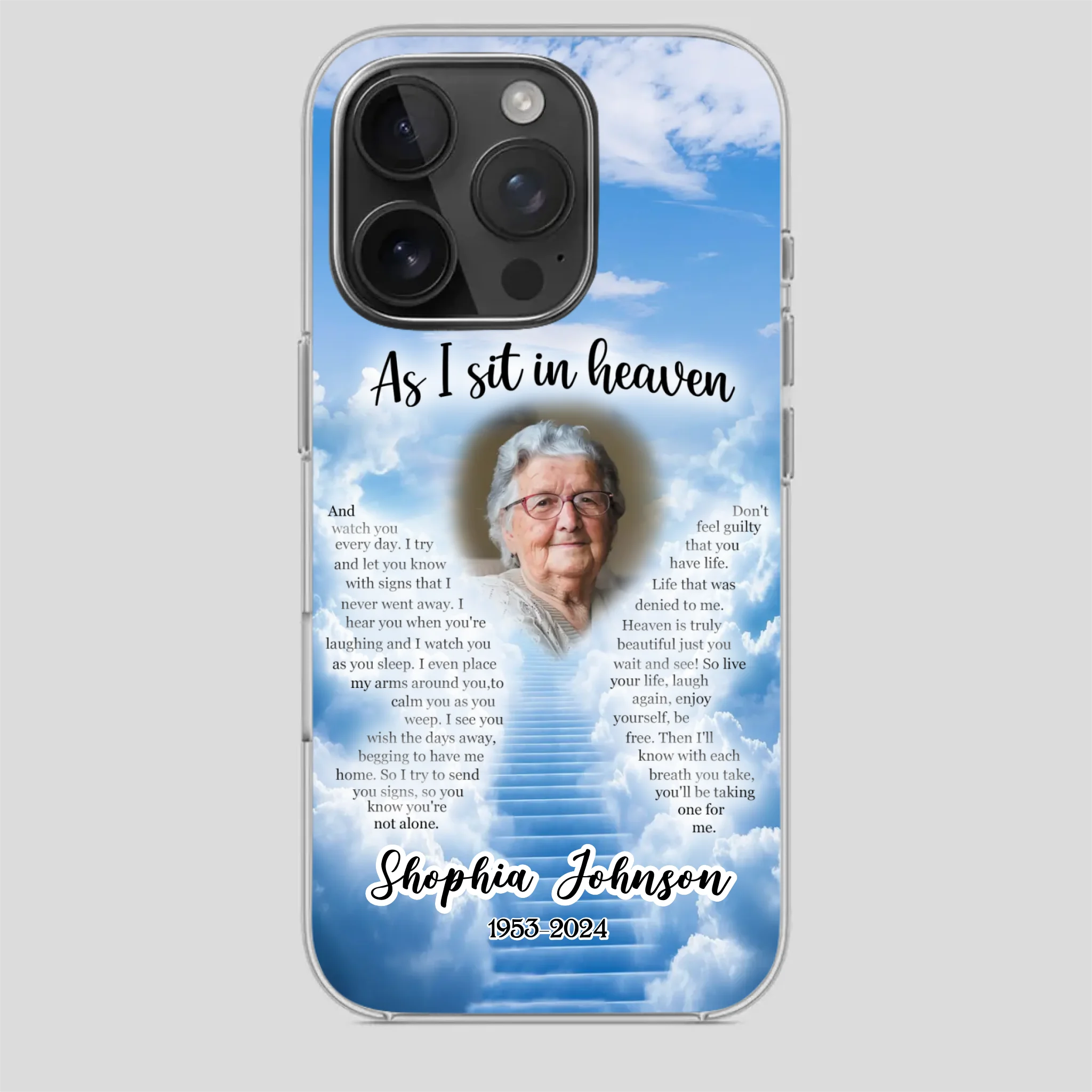 Personalized Grandpa “As I Sit In Heaven” Phone Case – A Hug From Above - 89Prints