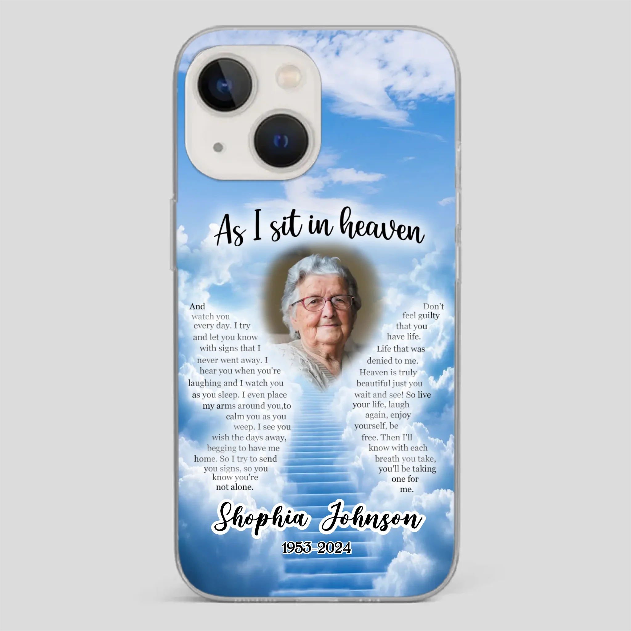 Personalized Grandpa “As I Sit In Heaven” Phone Case – A Hug From Above - 89Prints