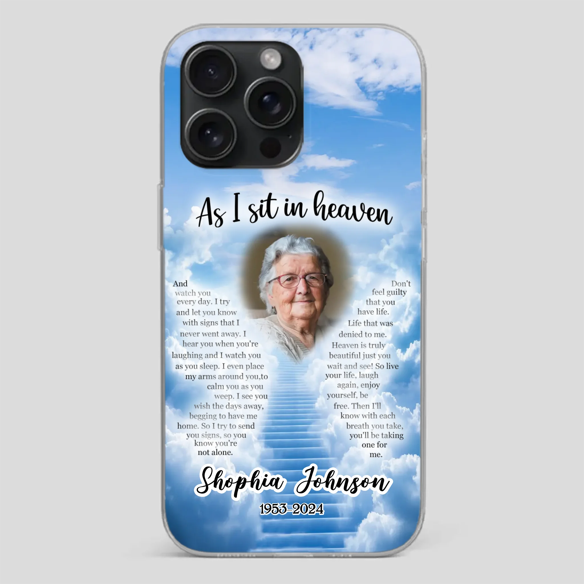Personalized Grandpa “As I Sit In Heaven” Phone Case – A Hug From Above - 89Prints