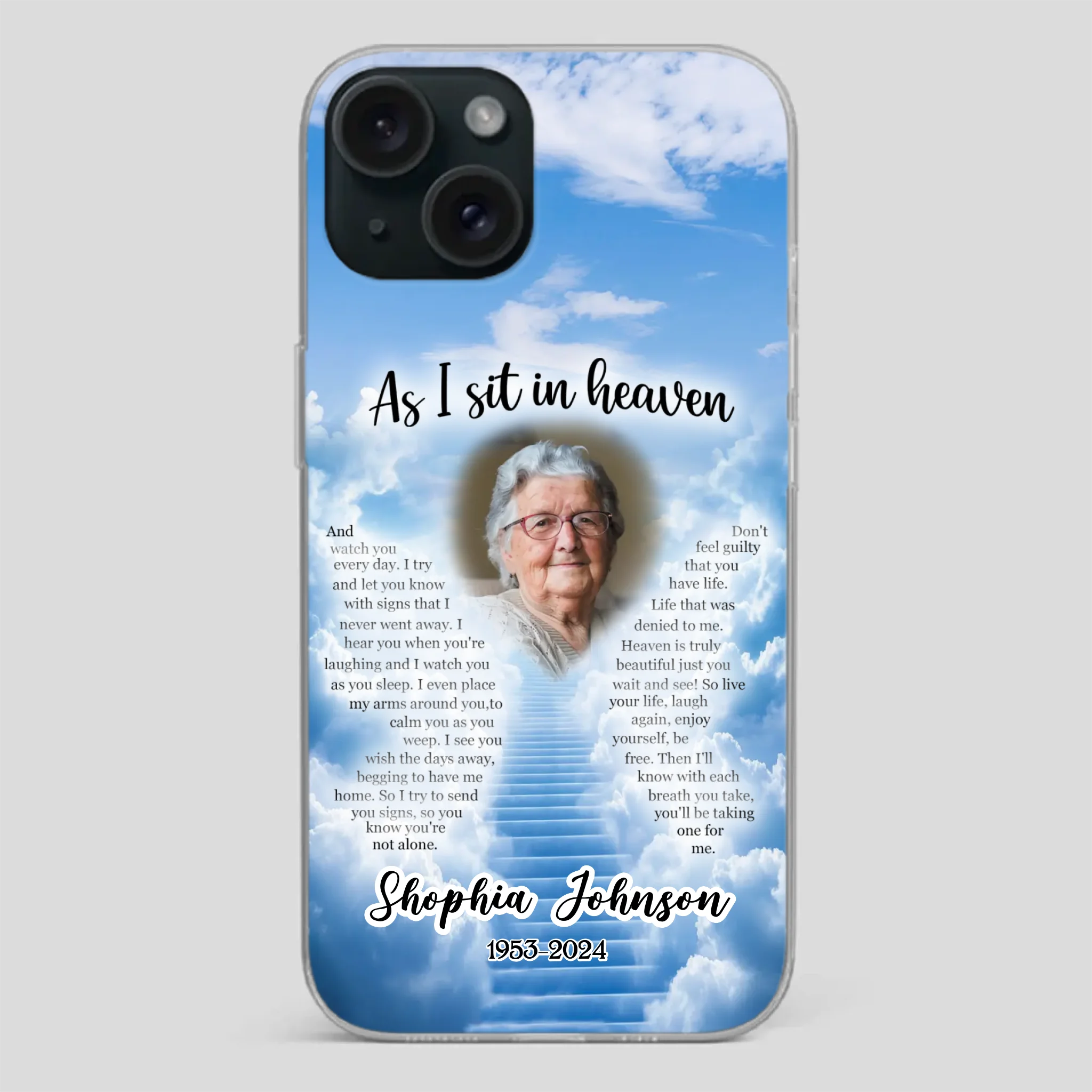 Personalized Grandpa “As I Sit In Heaven” Phone Case – A Hug From Above - 89Prints