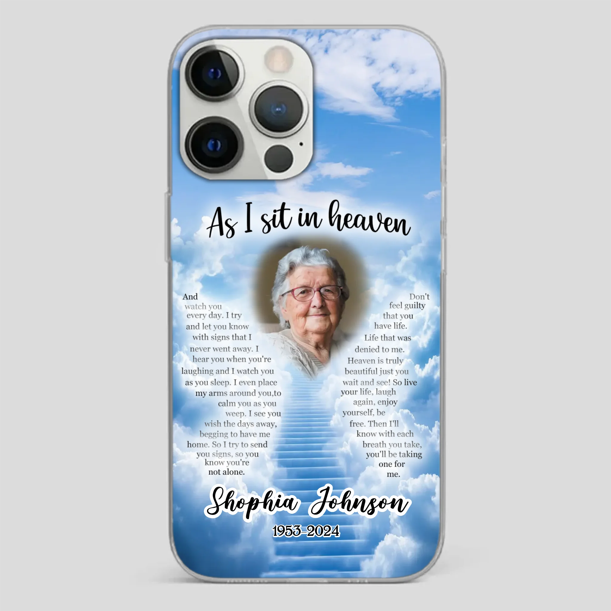 Personalized Grandpa “As I Sit In Heaven” Phone Case – A Hug From Above - 89Prints