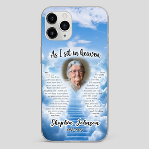 Personalized Grandpa “As I Sit In Heaven” Phone Case – A Hug From Above - 89Prints