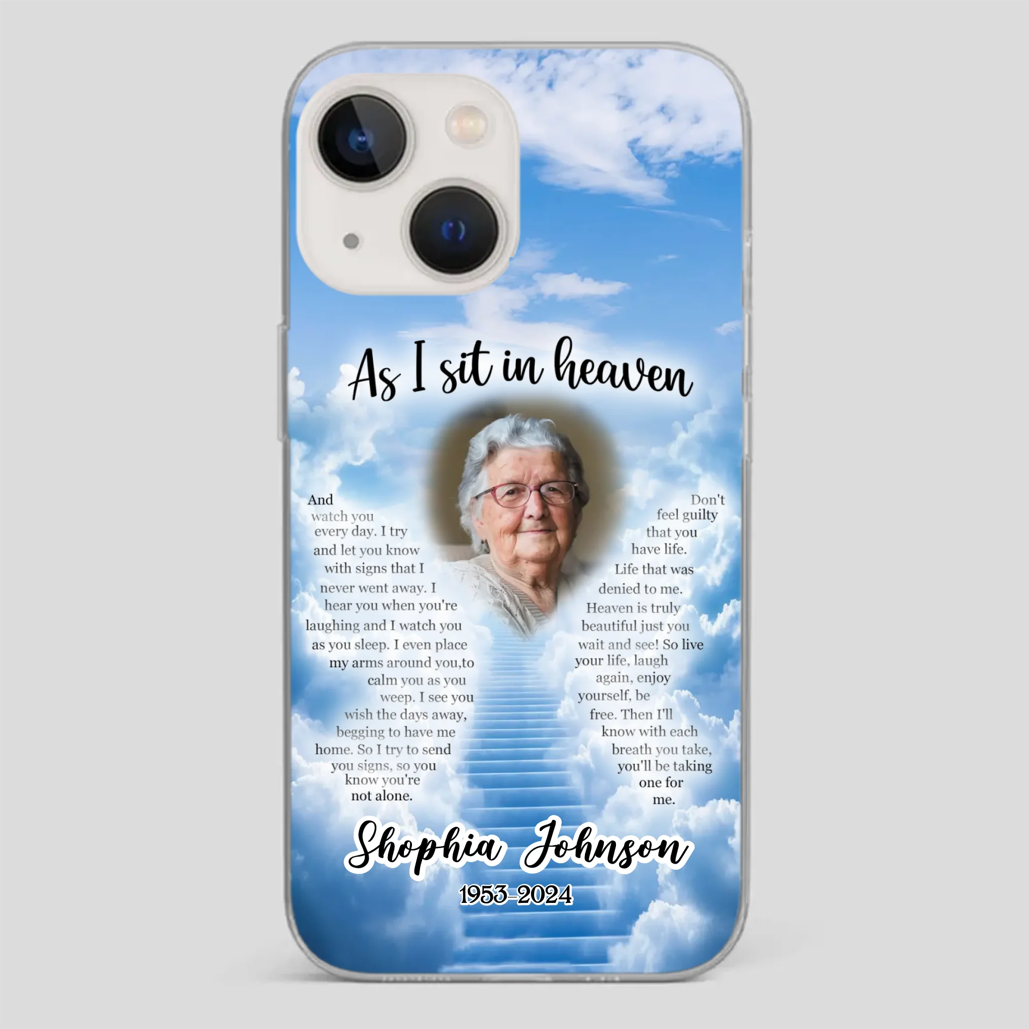 Personalized Grandpa “As I Sit In Heaven” Phone Case – A Hug From Above - 89Prints