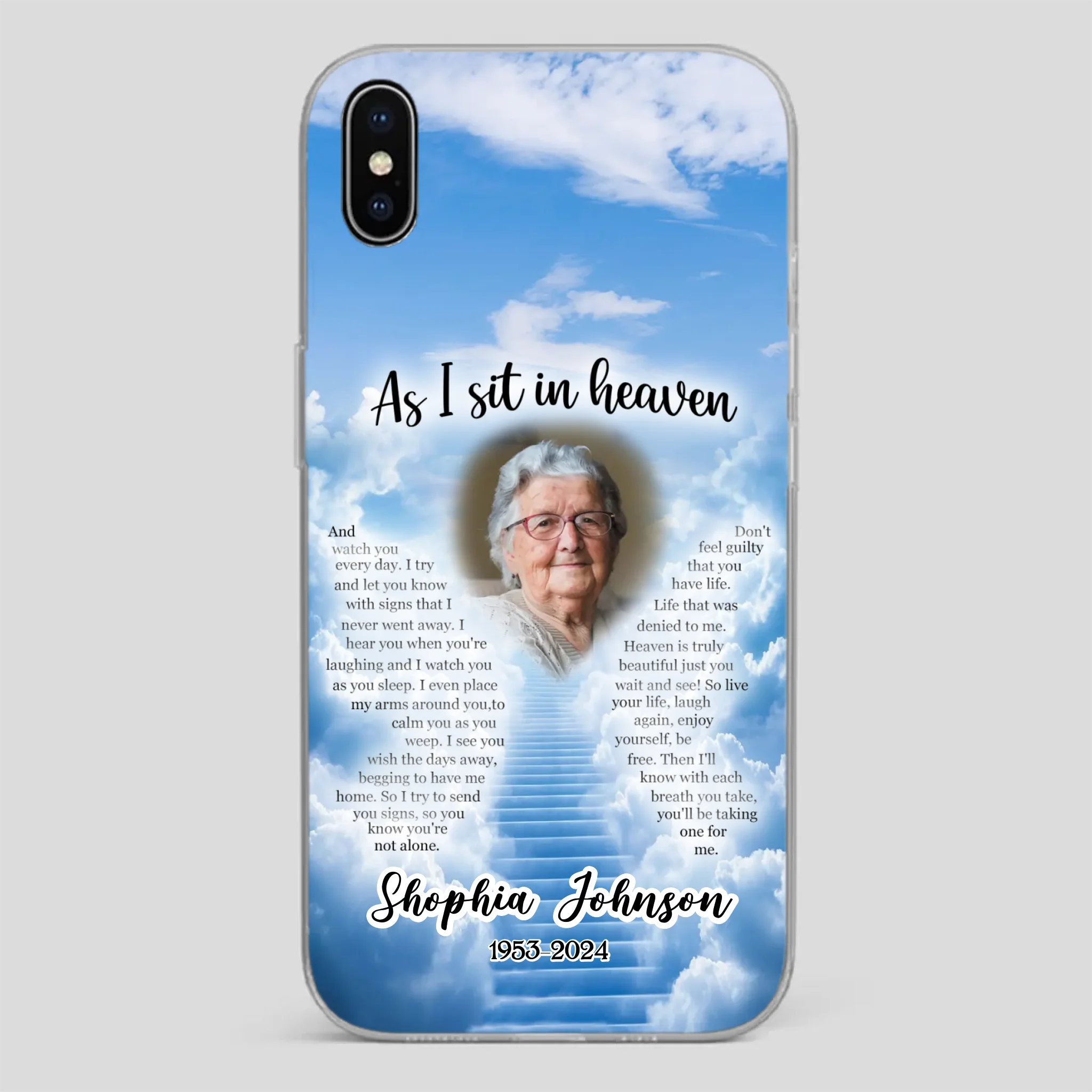 Personalized Grandpa “As I Sit In Heaven” Phone Case – A Hug From Above - 89Prints