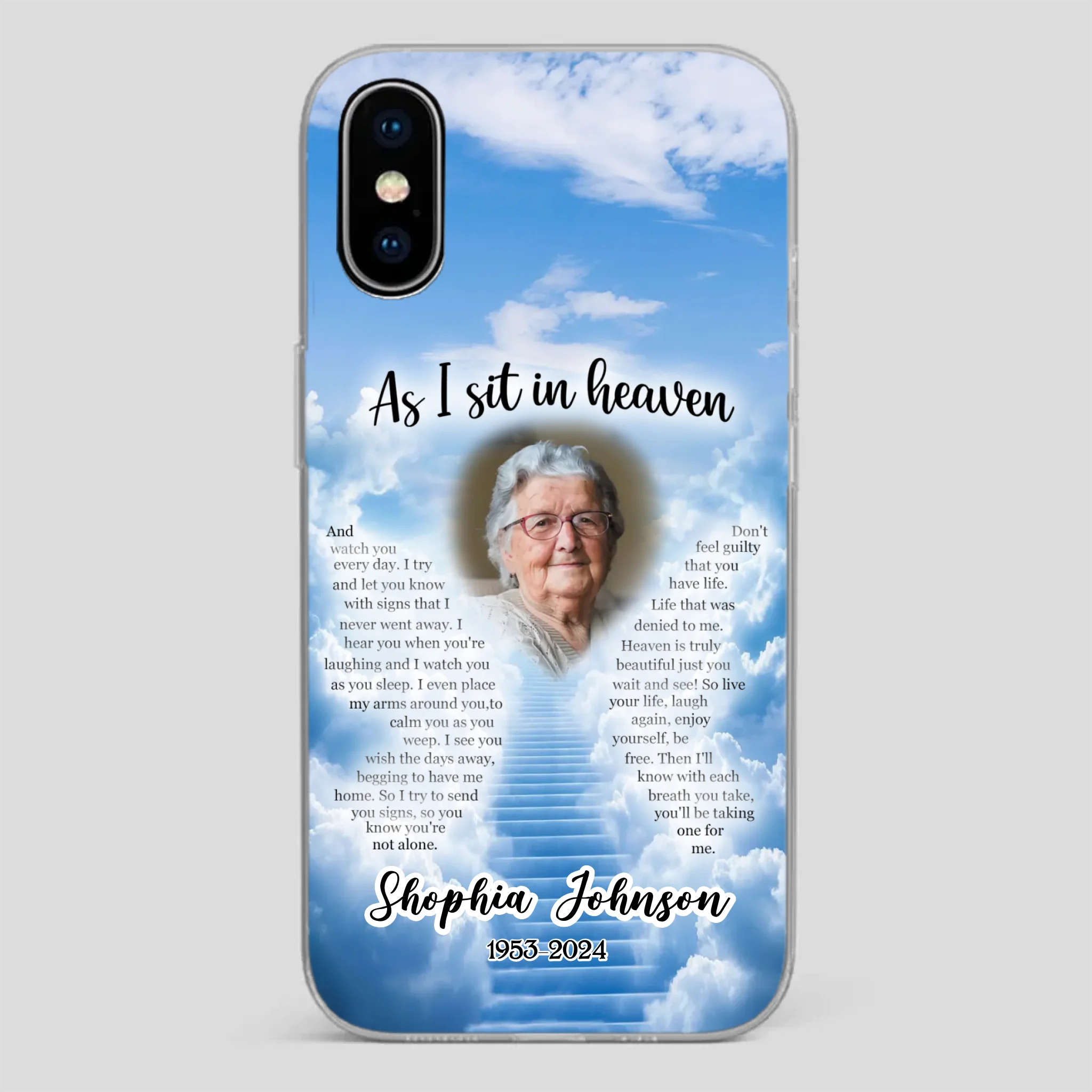 Personalized Grandpa “As I Sit In Heaven” Phone Case – A Hug From Above - 89Prints