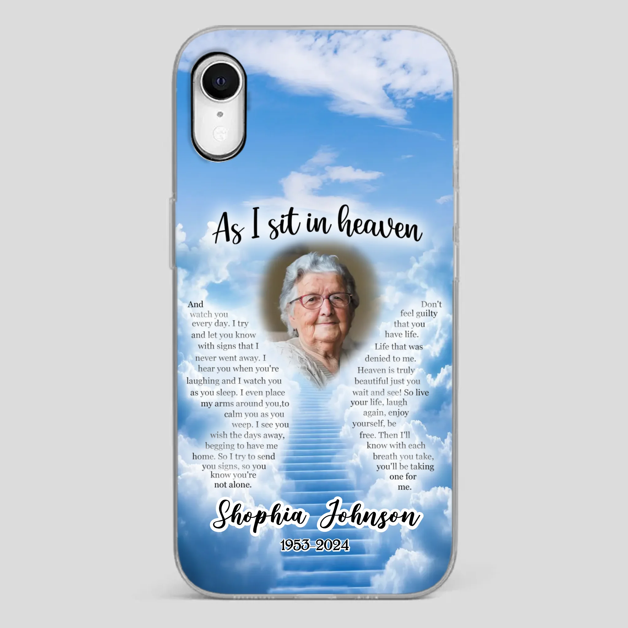 Personalized Grandpa “As I Sit In Heaven” Phone Case – A Hug From Above - 89Prints