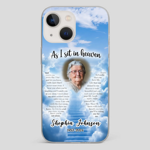 Personalized Grandpa “As I Sit In Heaven” Phone Case – A Hug From Above - 89Prints