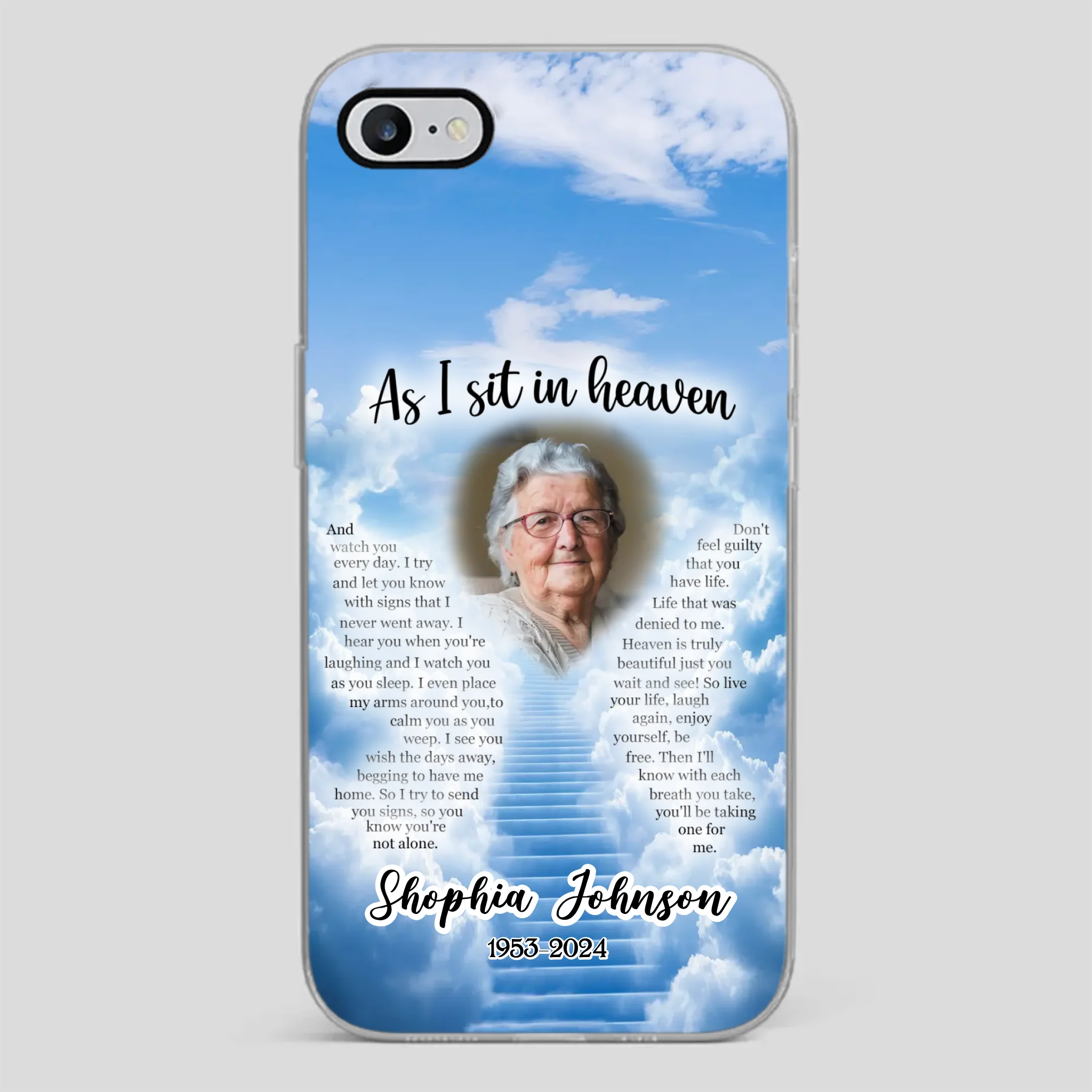 Personalized Grandpa “As I Sit In Heaven” Phone Case – A Hug From Above - 89Prints