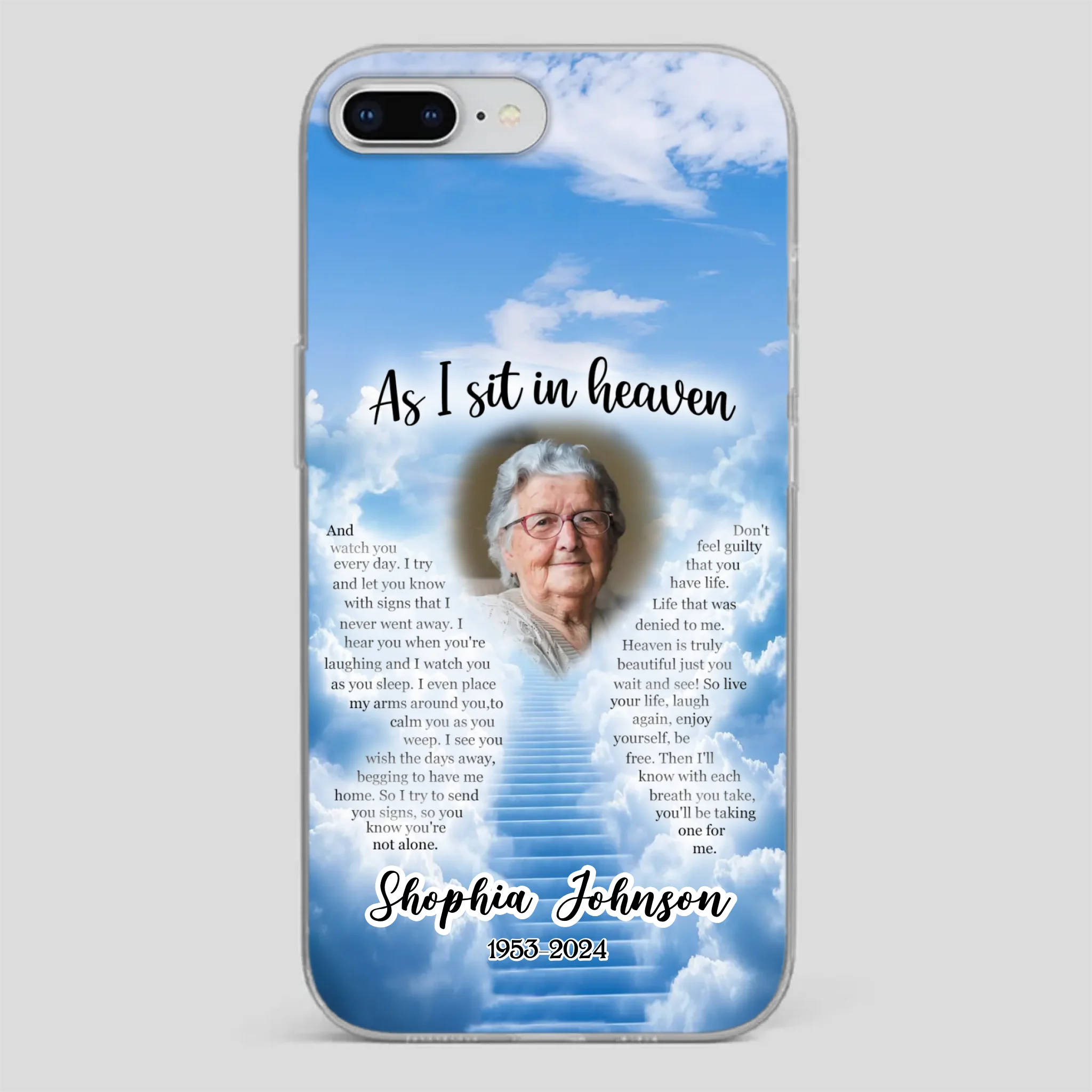 Personalized Grandpa “As I Sit In Heaven” Phone Case – A Hug From Above - 89Prints